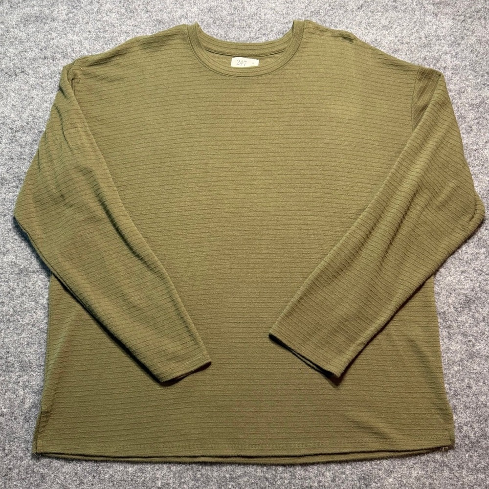 MAURICES 24/7 Olive Green Ribbed Long Sleeve Oversized Top Shirt Extra Large